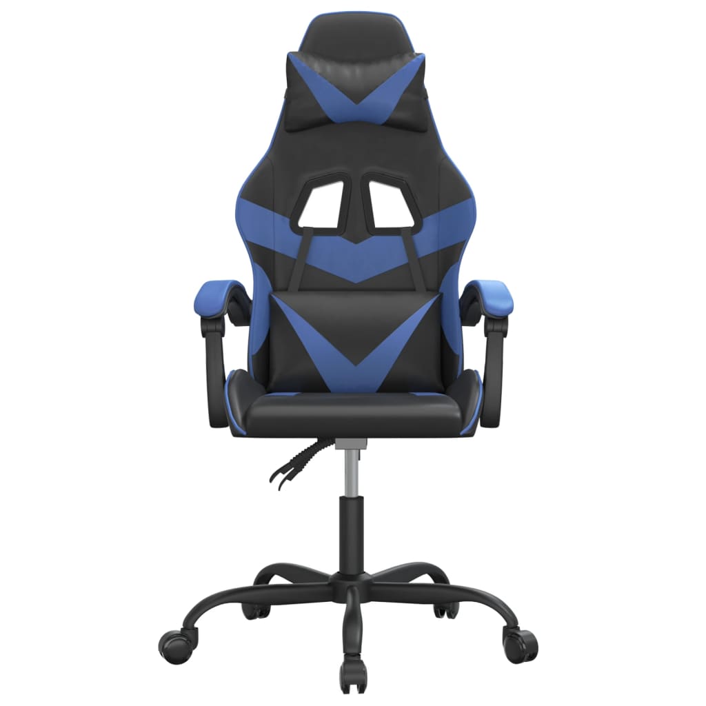 Cadeira gaming giratória couro artificial preto e azul