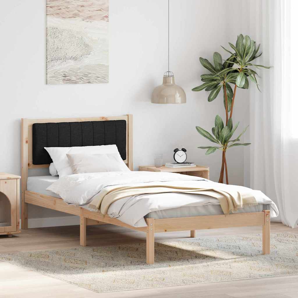Estrutura de cama com cabeceira estofada preto 90 x 190 cm