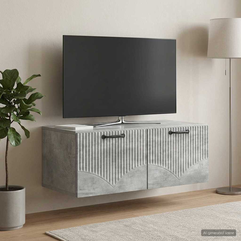 Gabinete de TV de parede cinzento cimento 78,5 x 41 x 30 cm