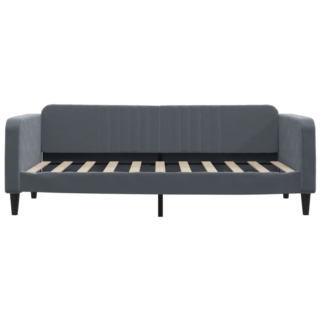Sofá-cama com colchão 90x190 cm veludo cinzento-escuro