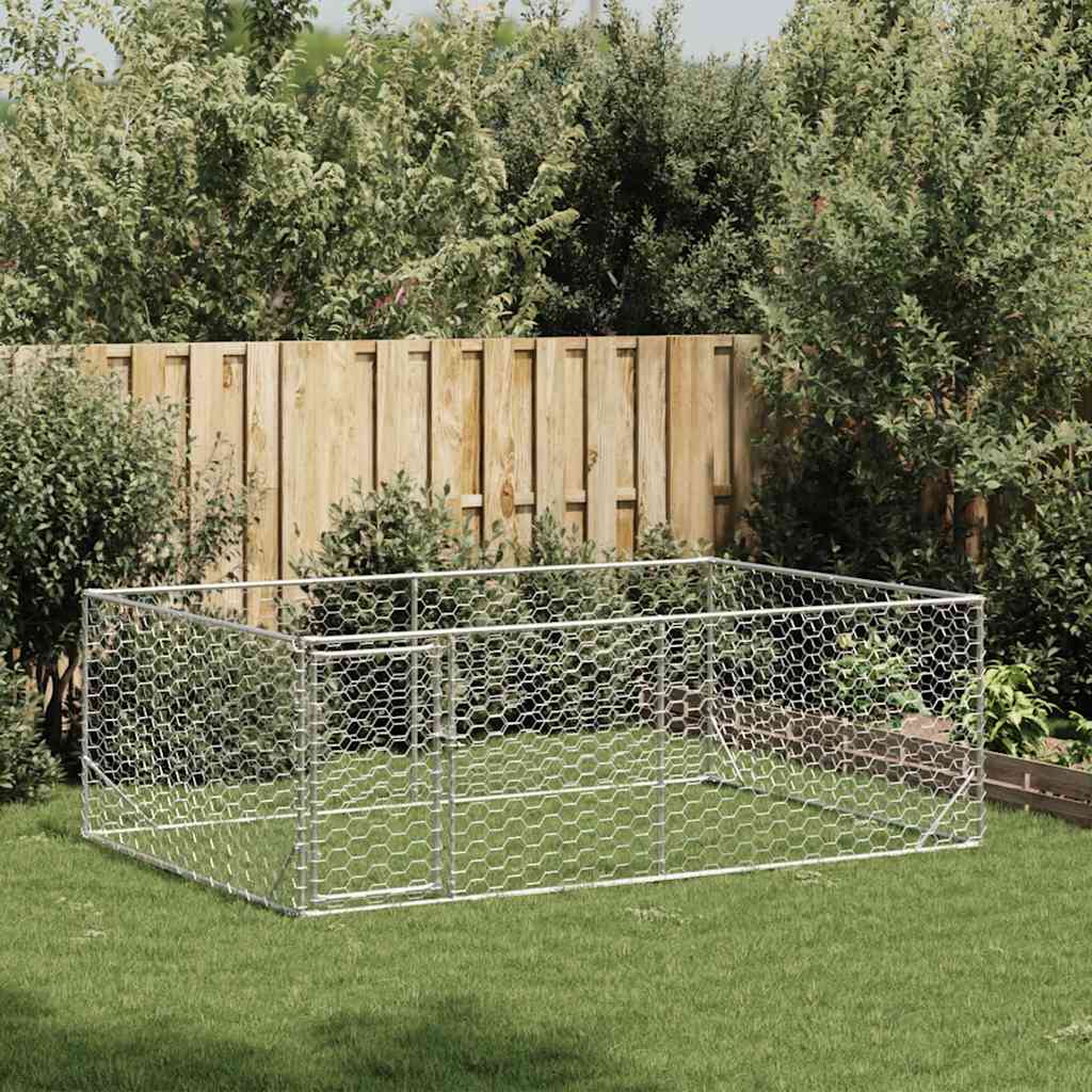 Canil para cães ao ar livre com porta 3x2x1 m aço galvanizado