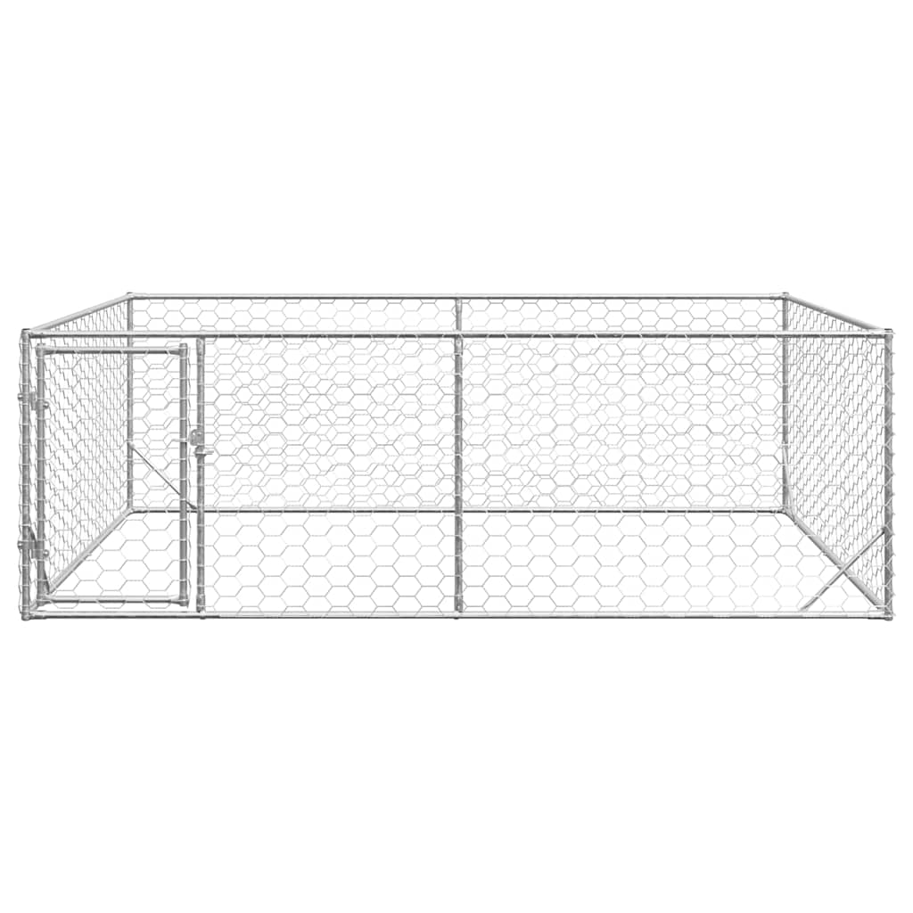 Canil para cães ao ar livre com porta 3x2x1 m aço galvanizado