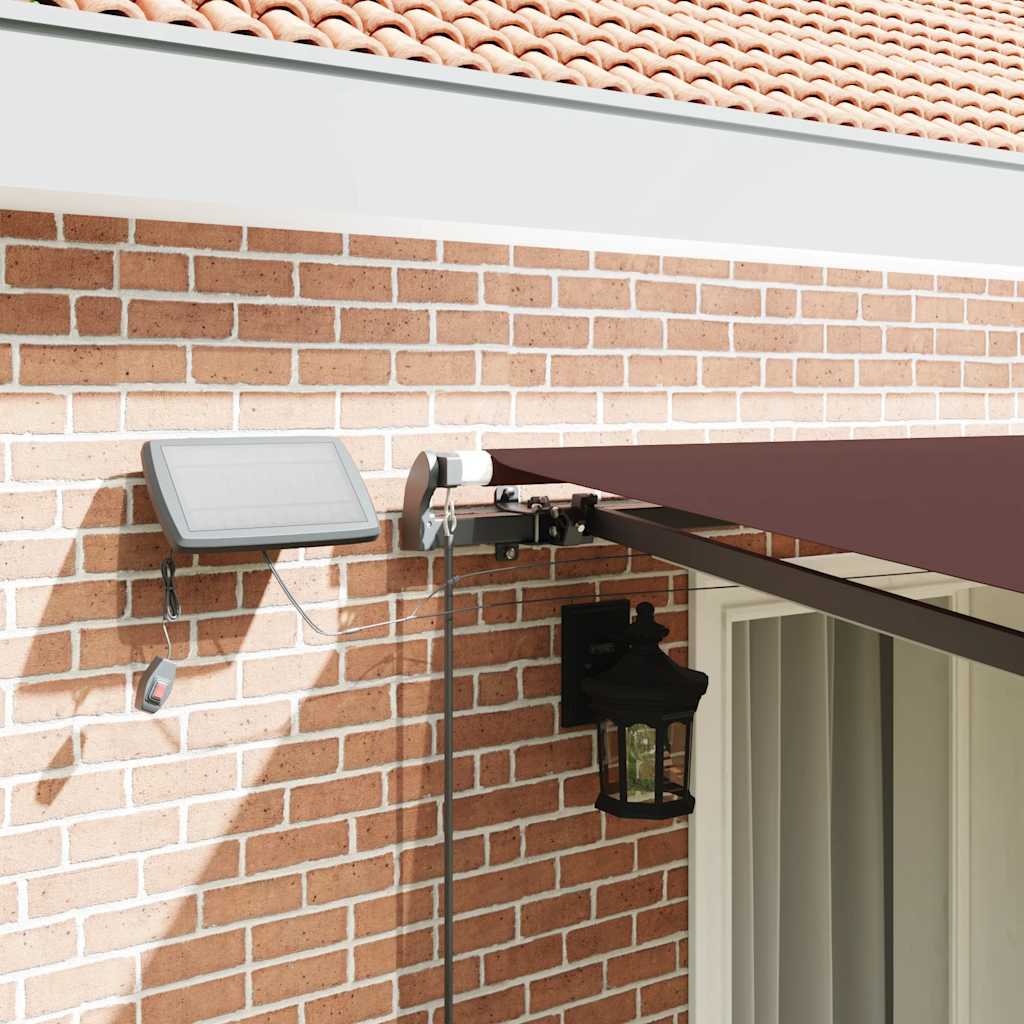 Toldo retrátil manual com luzes LED 400x300 cm castanho