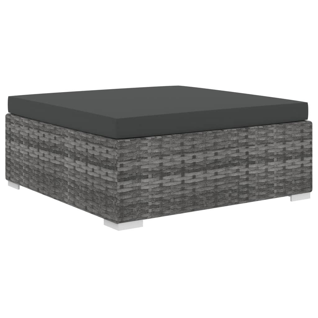 8 Pcs conjunto lounge de jardim c/ almofadões vime PE cinzento
