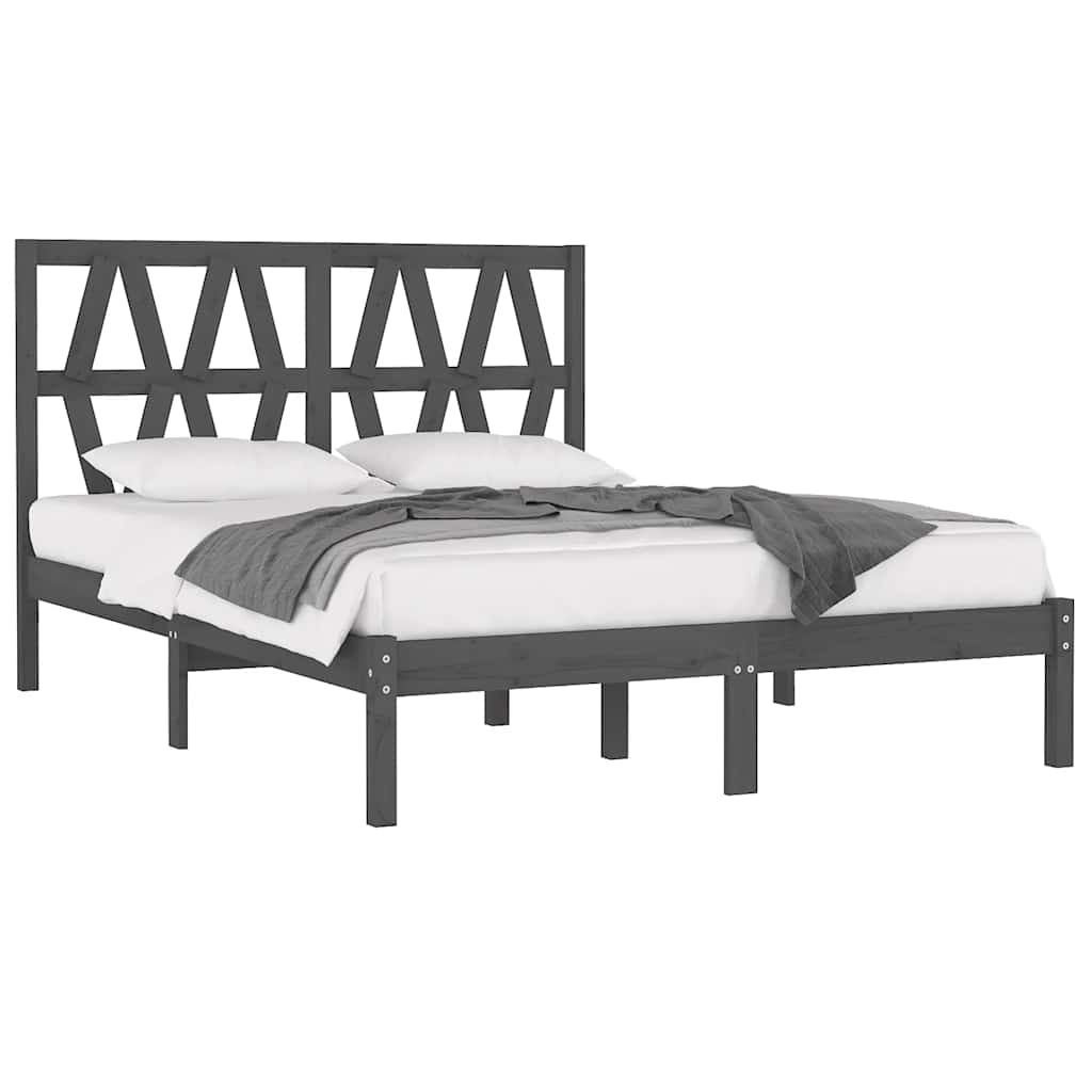 Estrutura de cama 200x200 cm pinho maciço cinzento