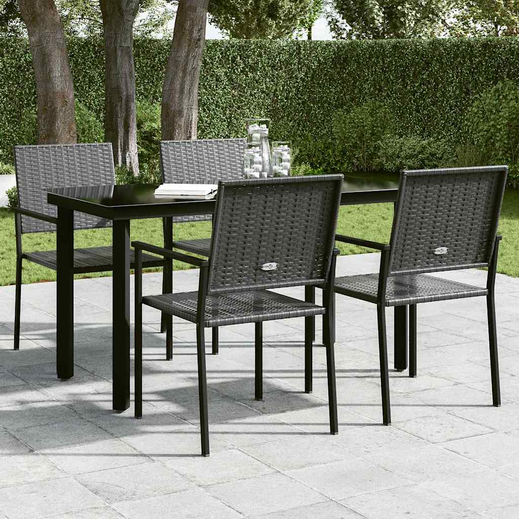 Mesa de jantar para jardim 140x70x74 cm aço e vidro preto