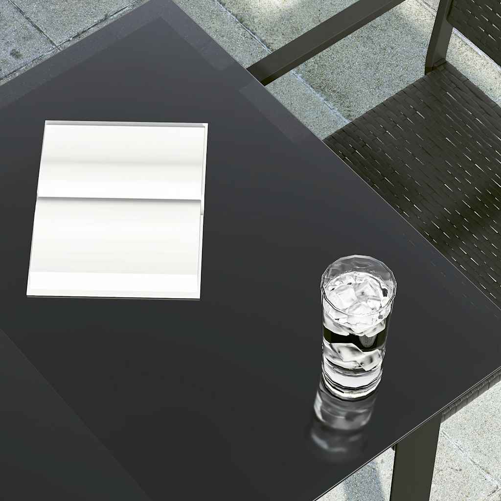 Mesa de jantar para jardim 140x70x74 cm aço e vidro preto