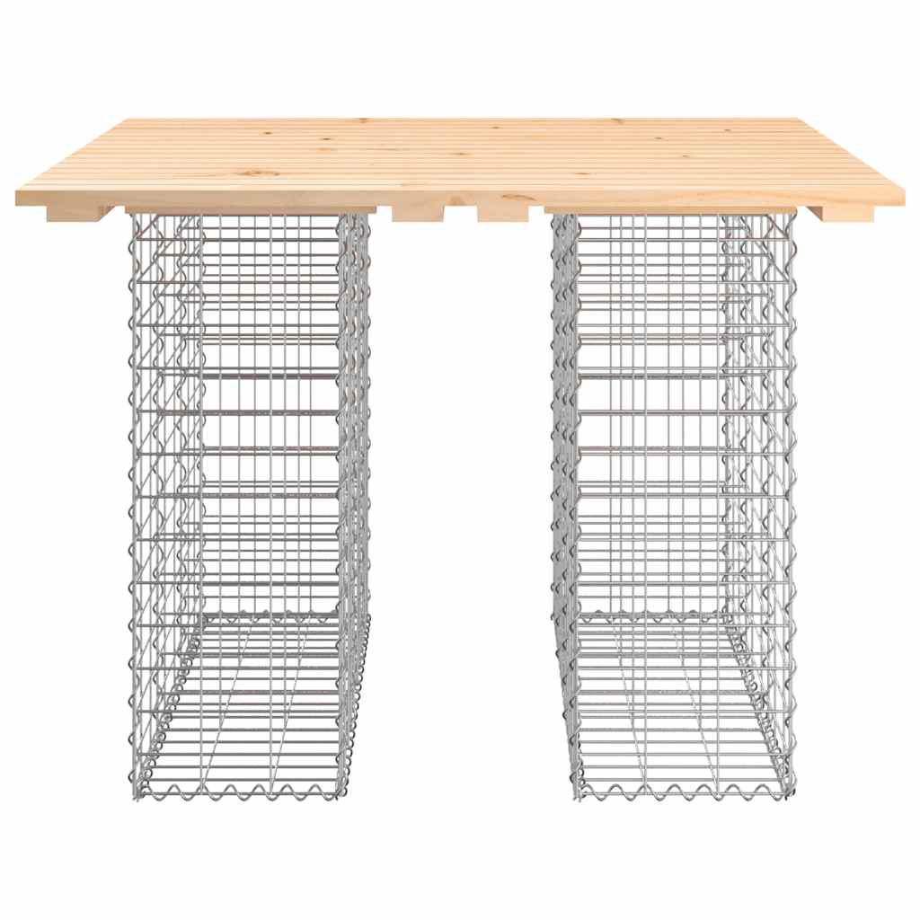 Mesa de jardim com design de gabião 100x102x72 cm em madeira maciça de pinho