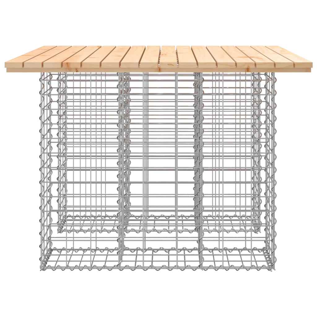 Mesa de jardim com design de gabião 100x102x72 cm em madeira maciça de pinho