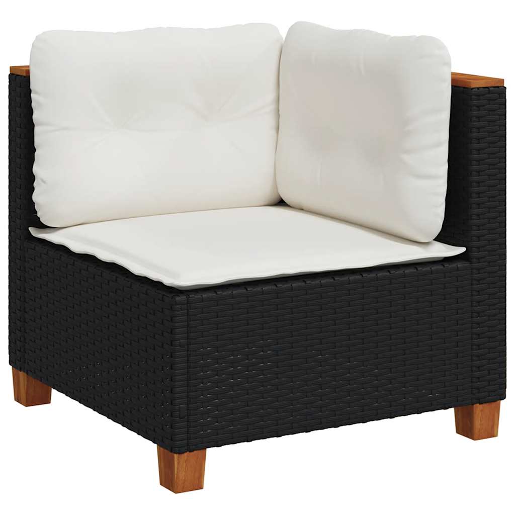 7 Pcs conjunto de sofás p/ jardim c/ almofadões vime PE preto