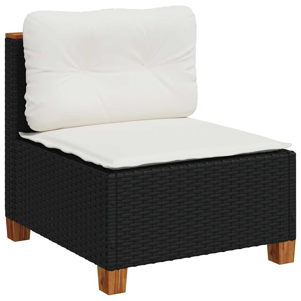 7 Pcs conjunto de sofás p/ jardim c/ almofadões vime PE preto