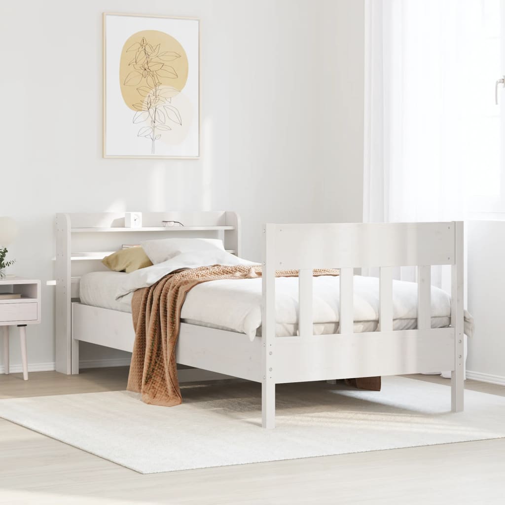 Cama sem colchão 90x200 cm madeira de pinho maciça branco