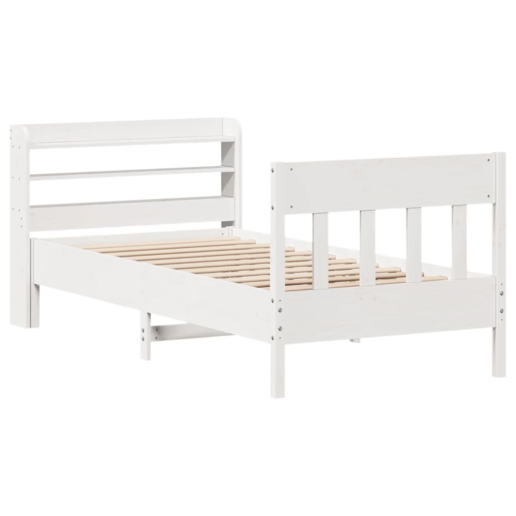 Cama sem colchão 90x200 cm madeira de pinho maciça branco