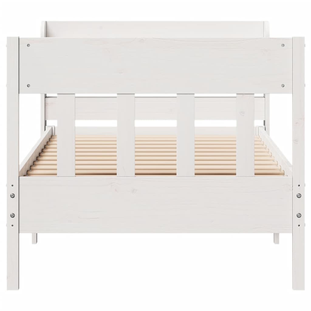 Cama sem colchão 90x200 cm madeira de pinho maciça branco