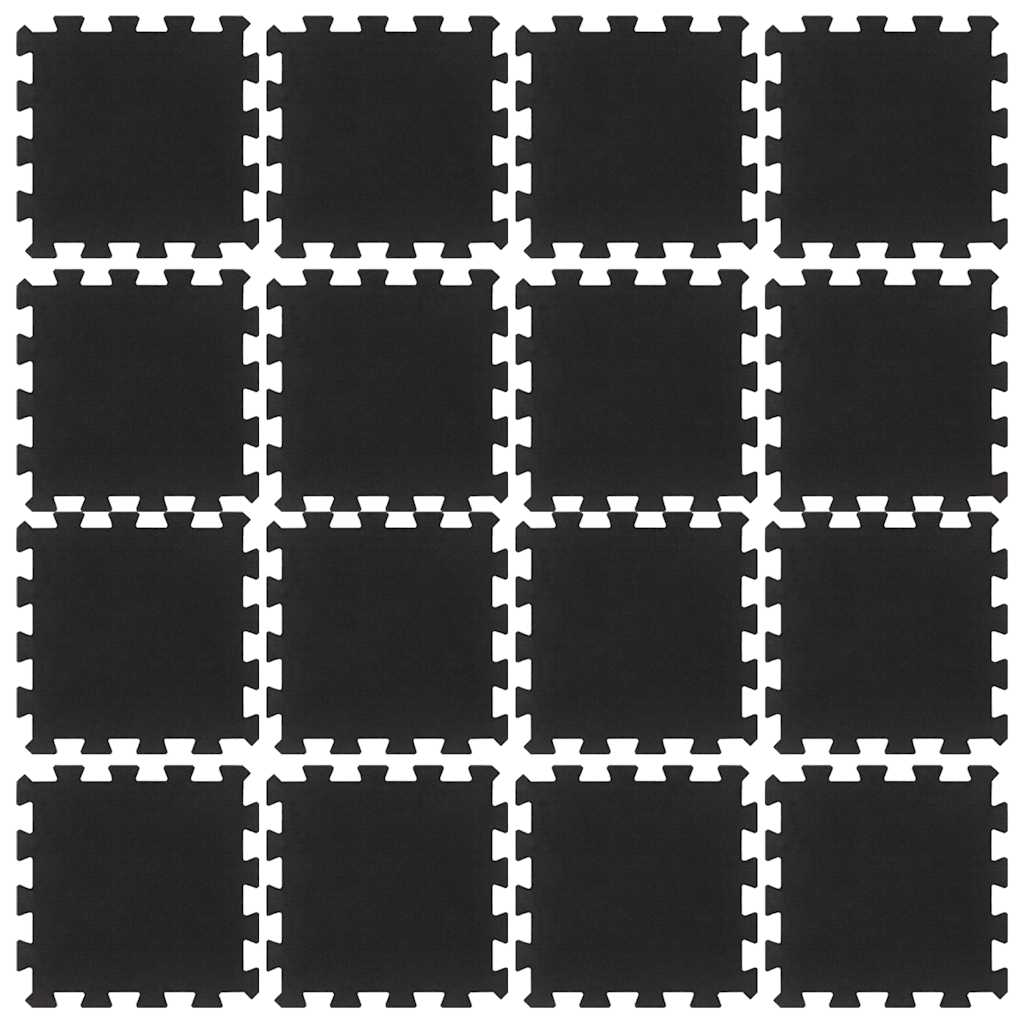 Ladrilhos de borracha 16 pcs 16 mm 30x30 cm preto