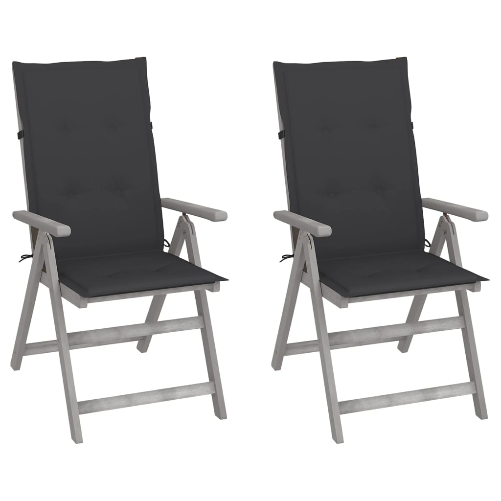 Cadeiras jardim reclináveis c/ almofadões 2 pcs acácia maciça