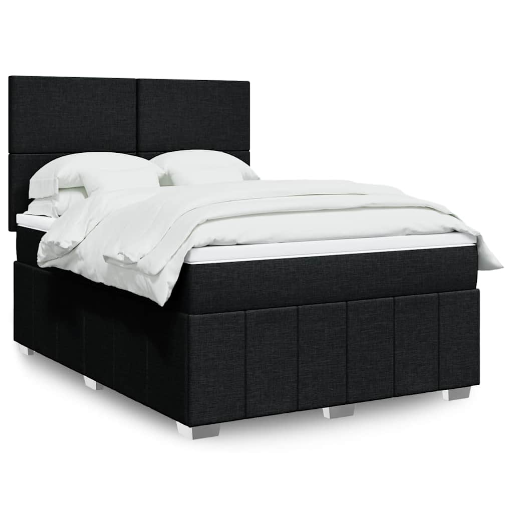 Cama com molas/colchão 140x200 cm tecido preto