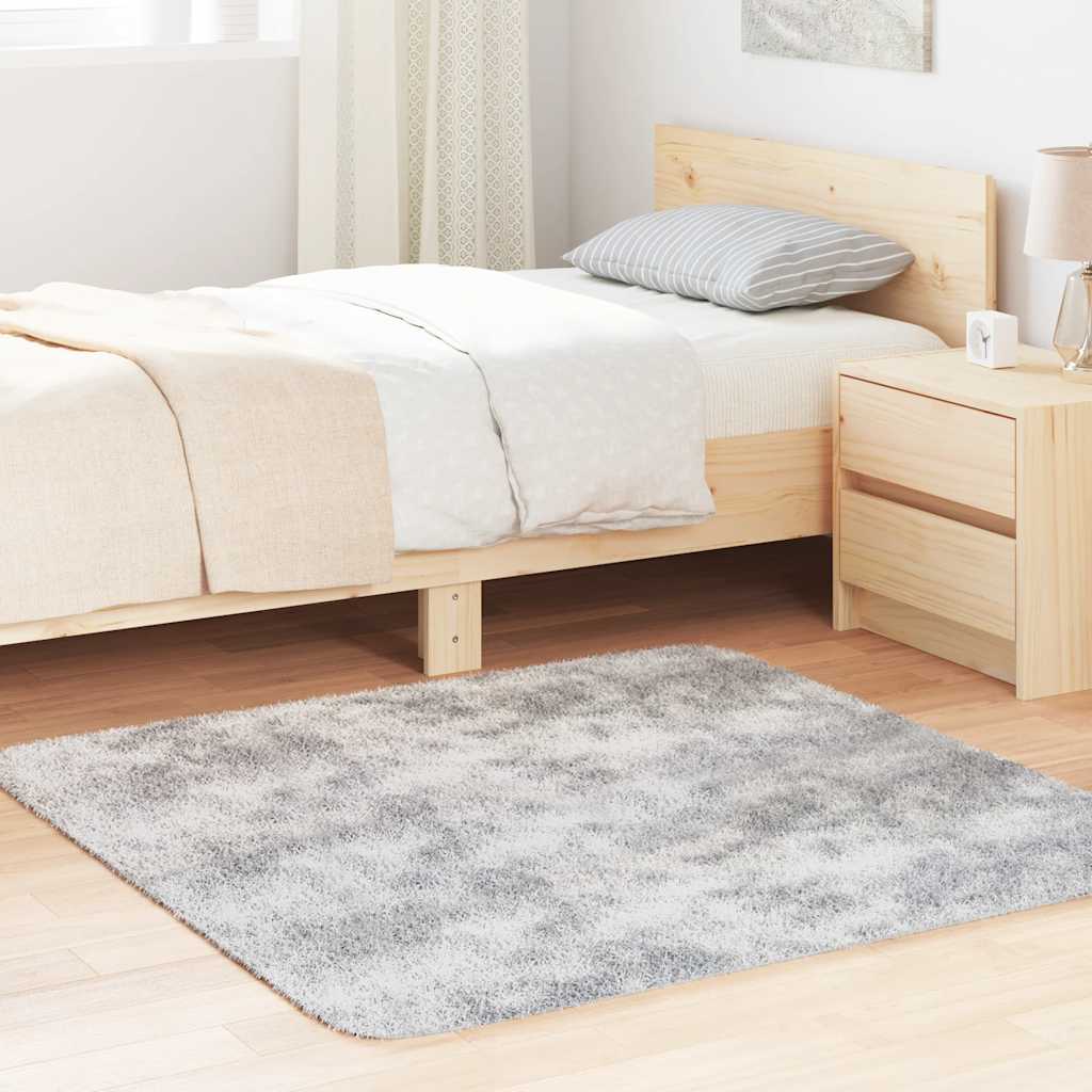 Tapete shaggy de pelo alto navarra 120x120cm cinzento prateado