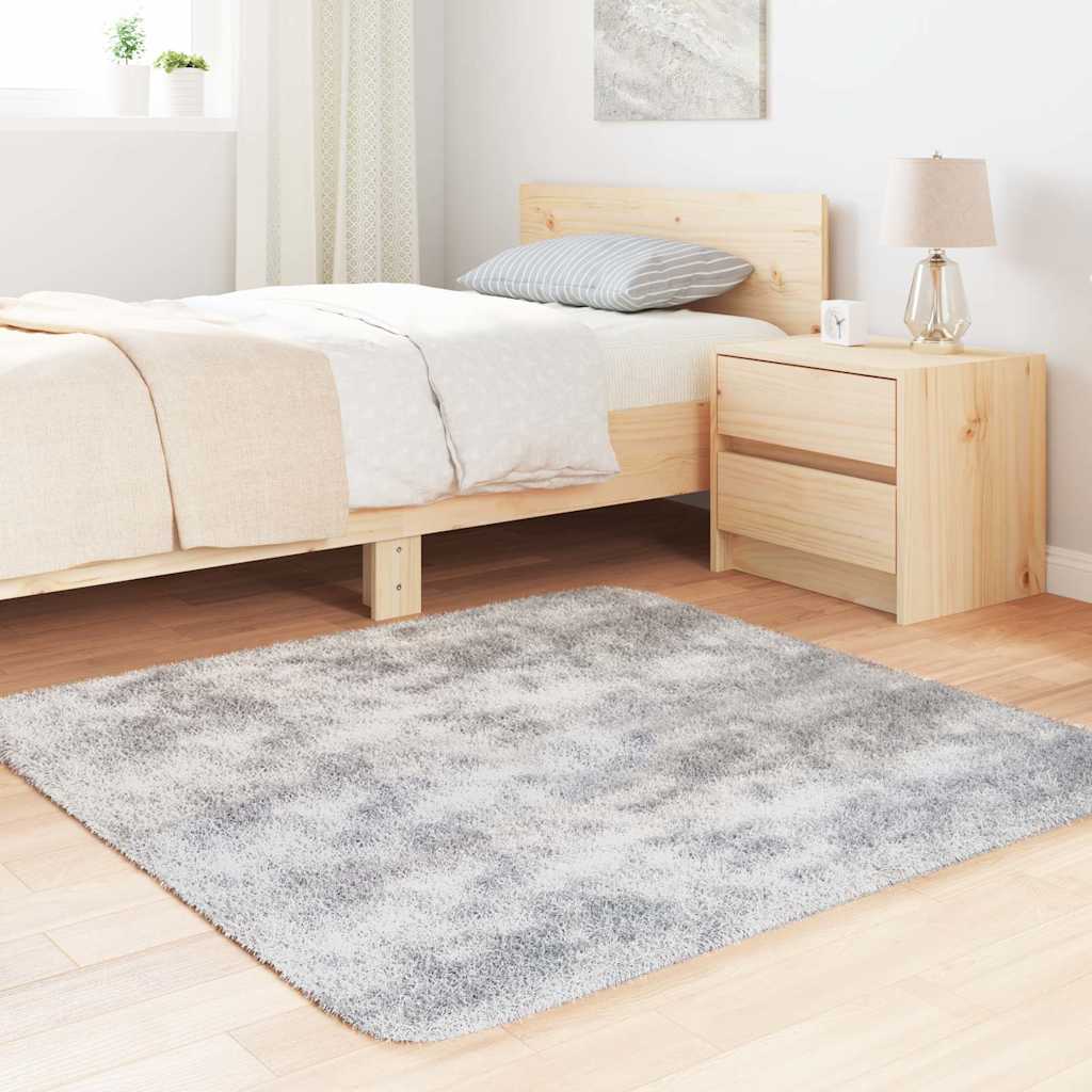 Tapete shaggy de pelo alto navarra 120x120cm cinzento prateado