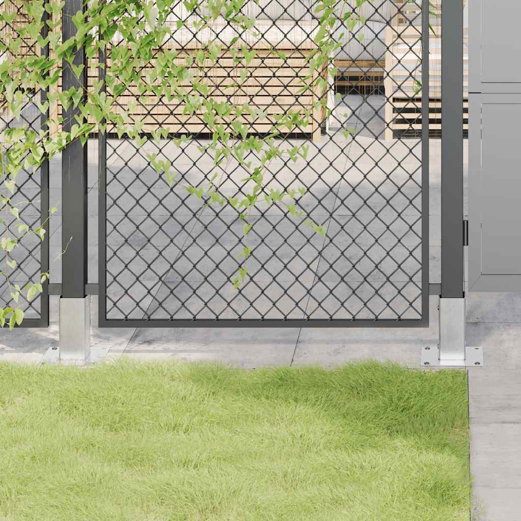 Bases de poste quadradas 4 pcs prata 61x61 mm aço galvanizado