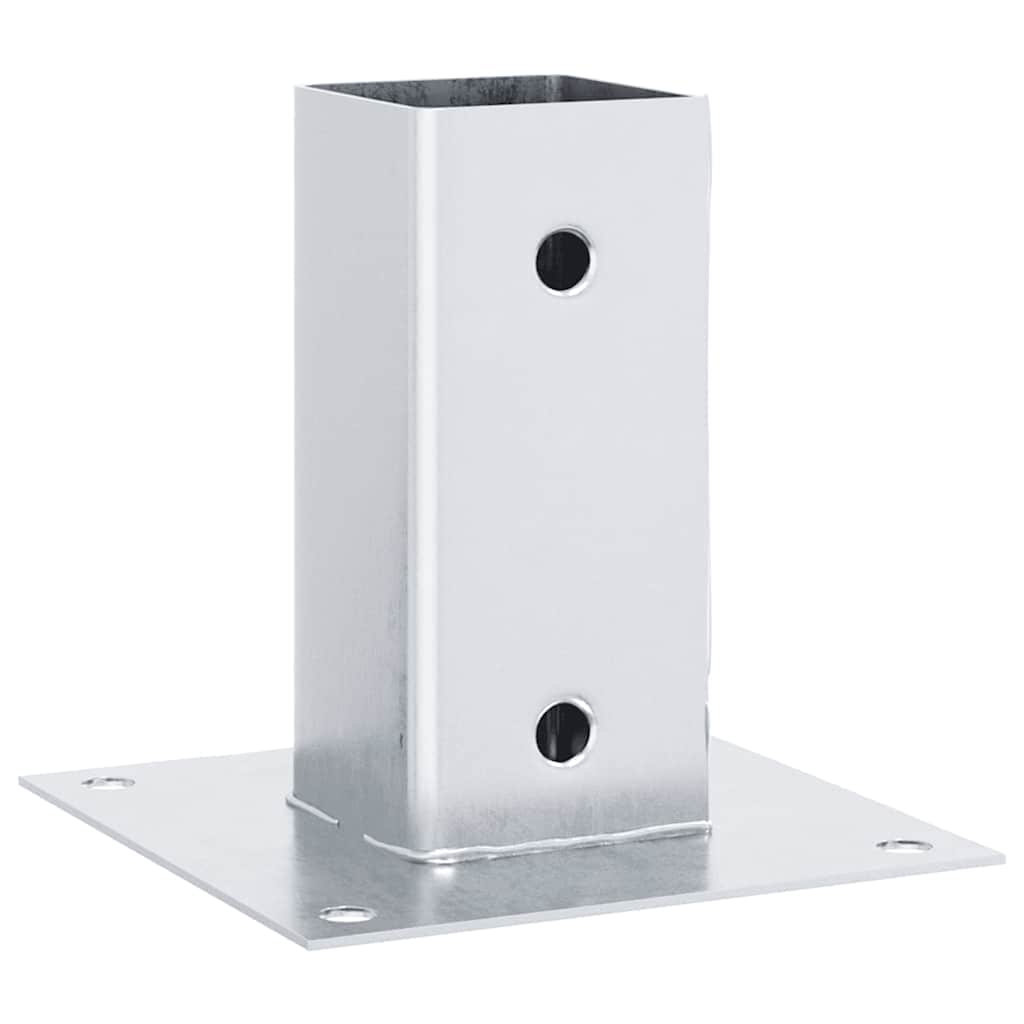 Bases de poste quadradas 4 pcs prata 61x61 mm aço galvanizado
