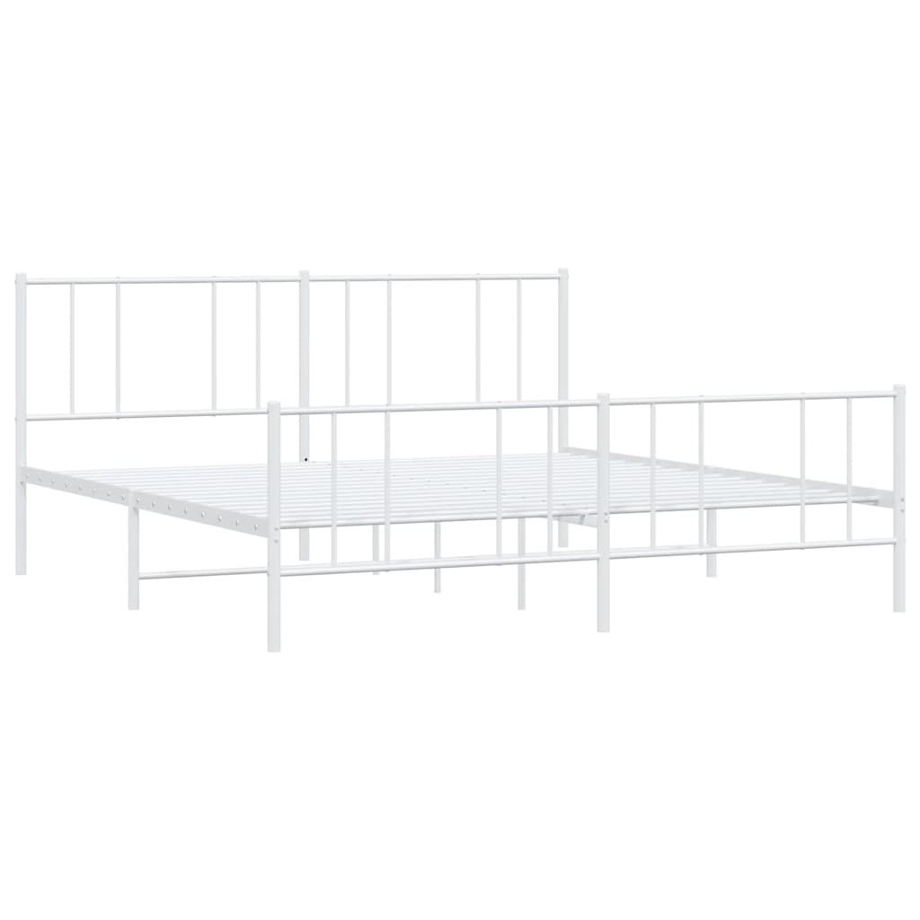 Estrutura de cama com cabeceira e pés 193x203 cm metal branco