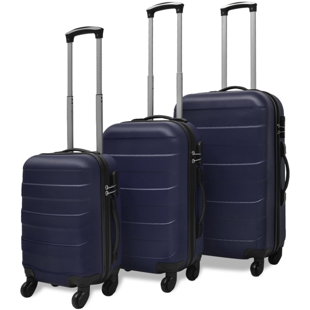 Conjunto de tróleis em estojo rígido 3 pcs 45,5/55/66 cm azul