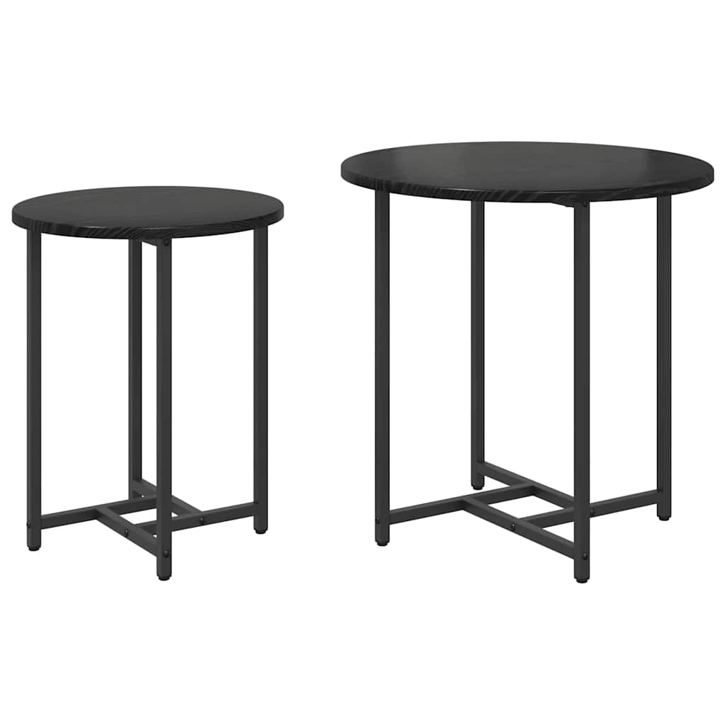 Conjunto de mesas de apoio 2 unid. carvalho preto