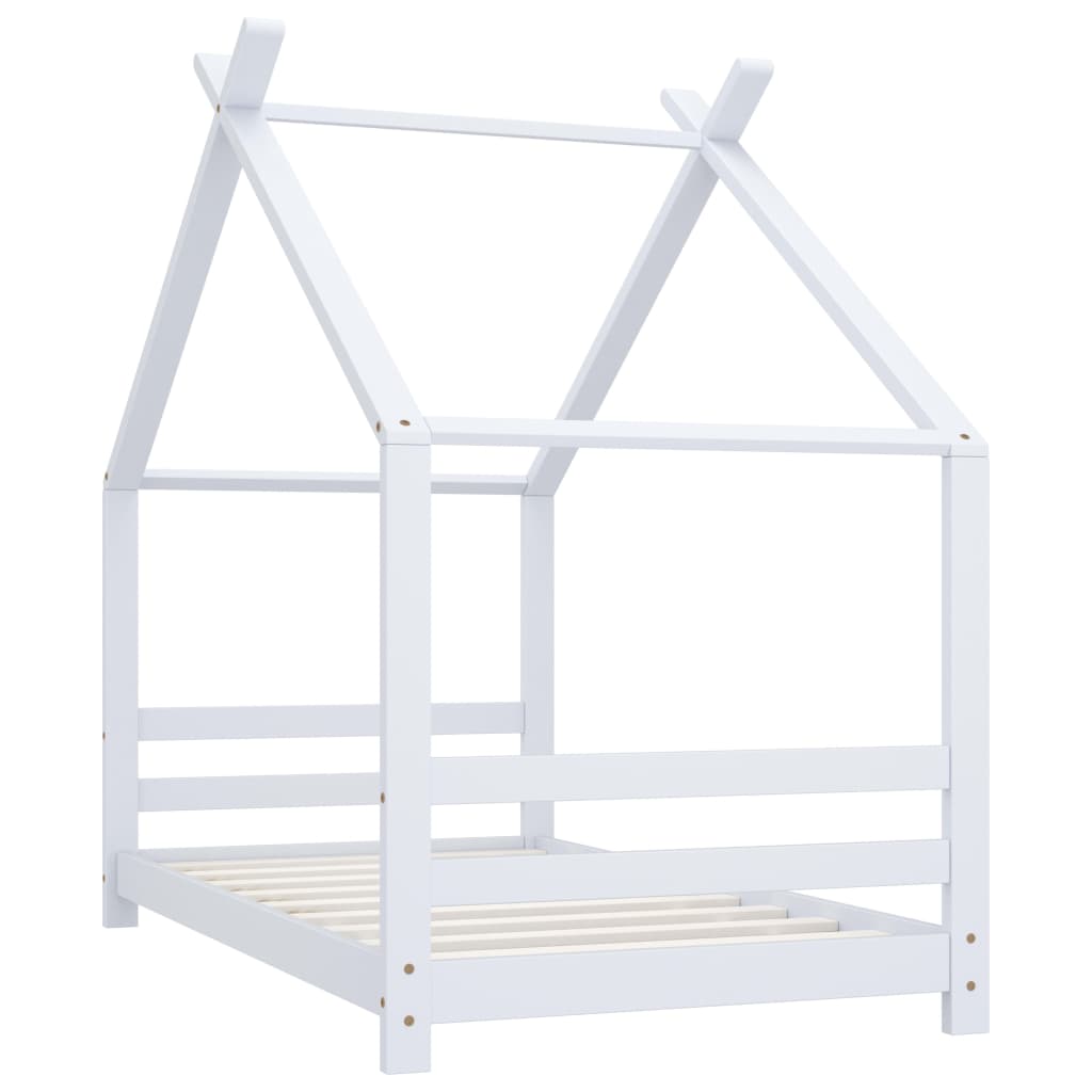 Estrutura de cama para crianças 80x160 cm pinho maciço branco