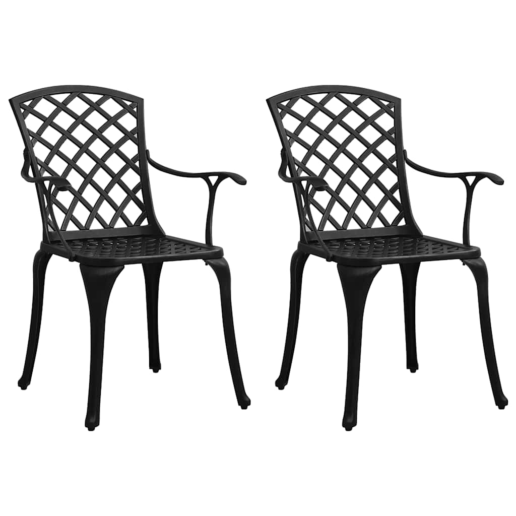 Cadeiras de jardim 2 pcs alumínio fundido preto