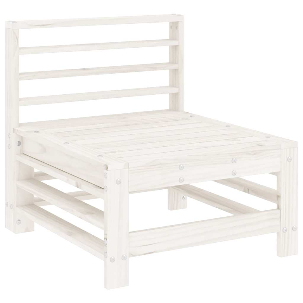 8 Pcs conjunto lounge de jardim pinho maciço branco