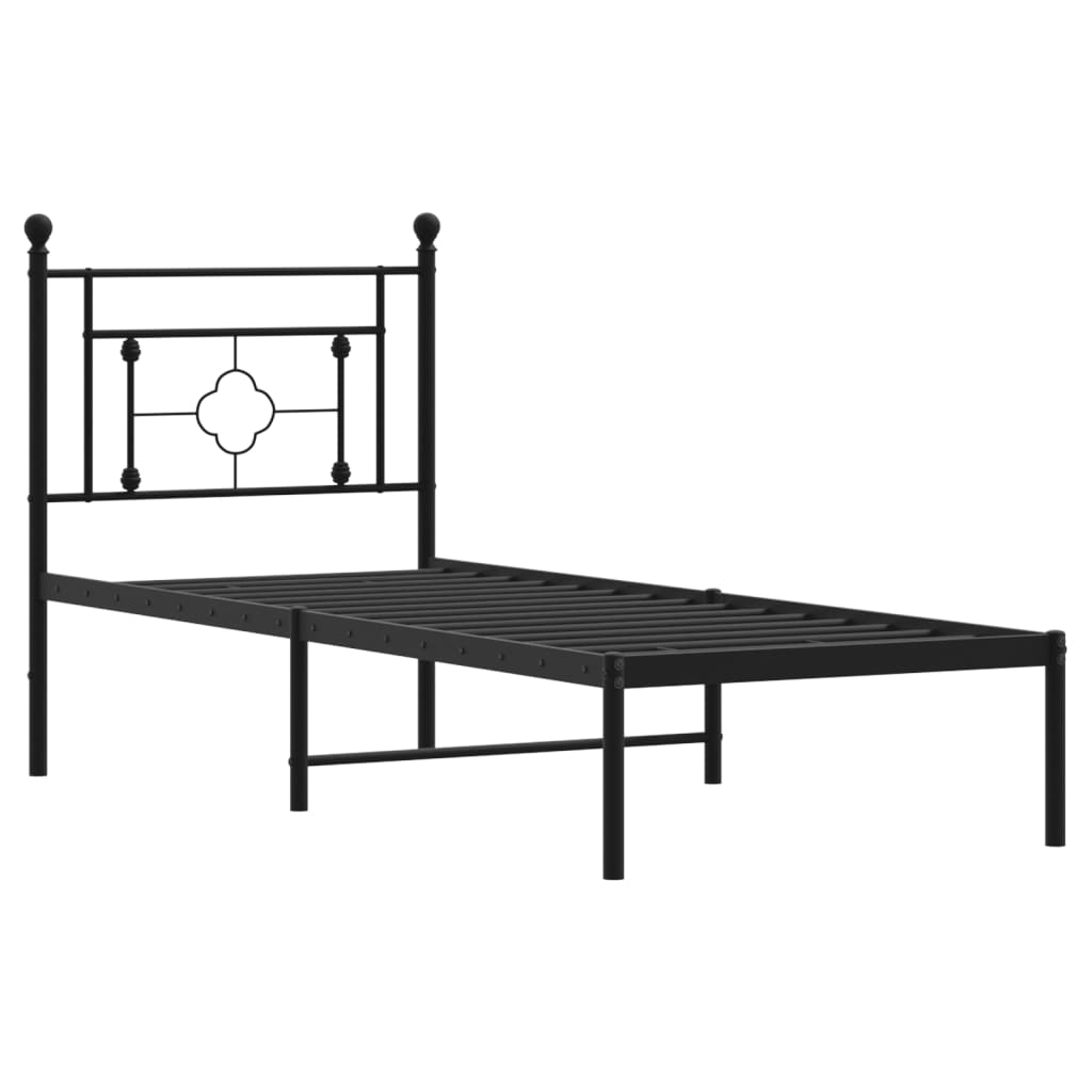 Estrutura de cama metal s/ colchão c/ cabeceira 75x190 cm preto