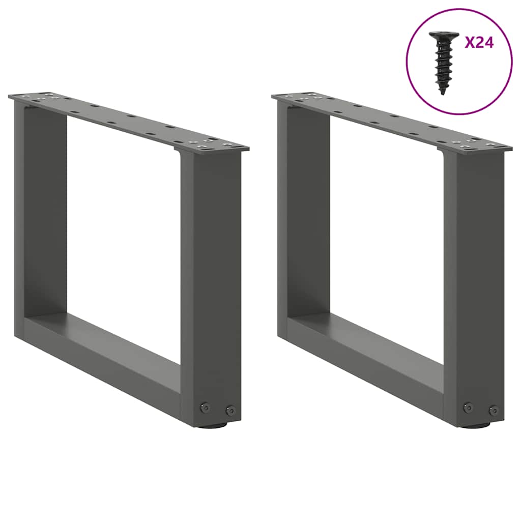 Pés para mesa de centro em forma de u, 2 peças, antracite, 50x(30-31) cm, aço