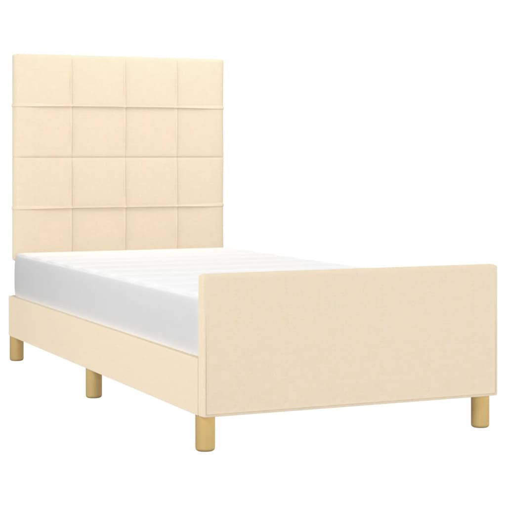 Estrutura de cama sem colchão 90x200 cm tecido creme