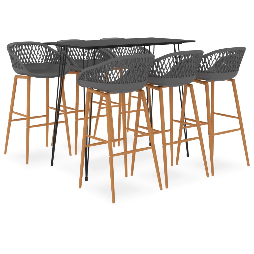 7 Pcs conjunto de bar preto e cinzento