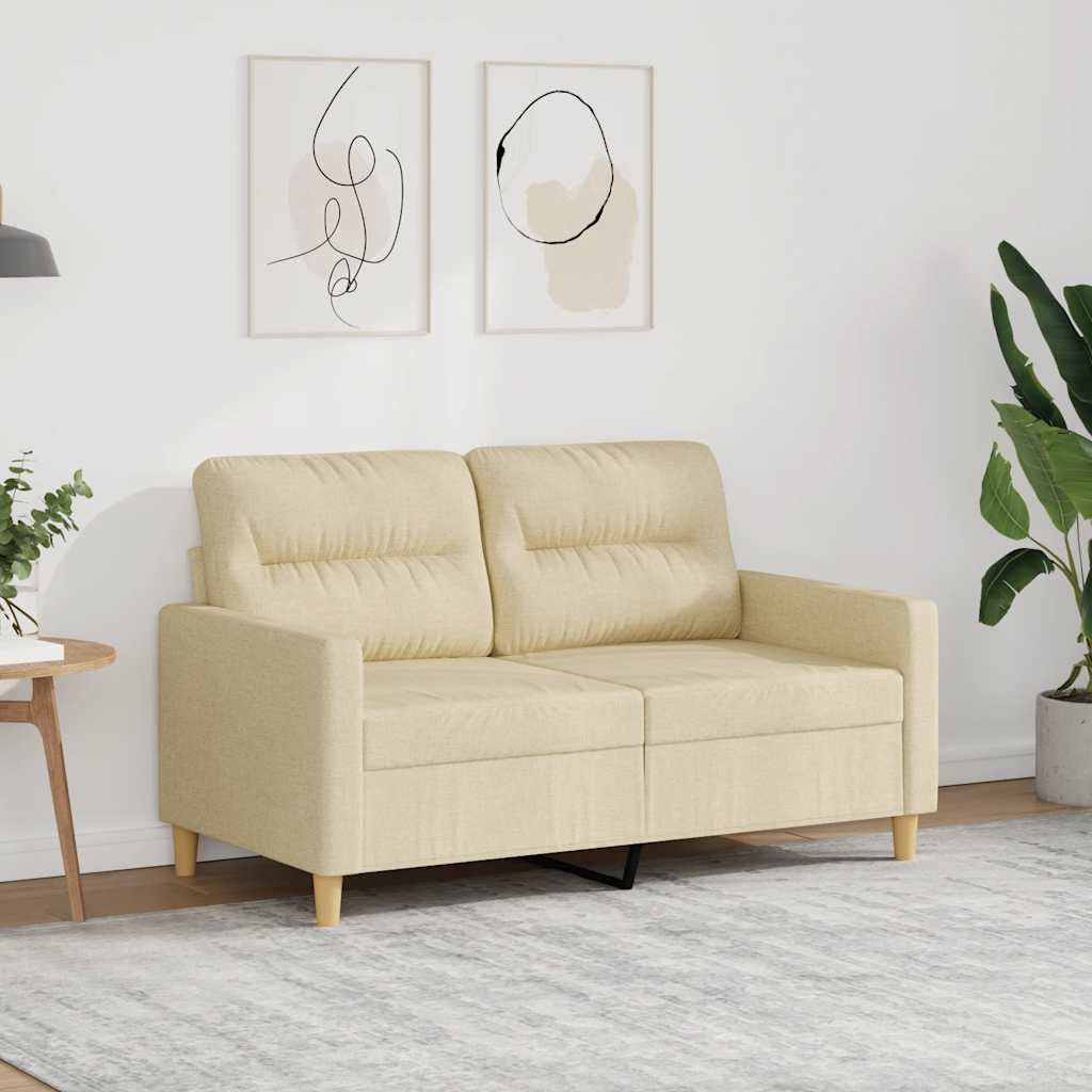 Sofá de 2 lugares tecido 120 cm cor creme