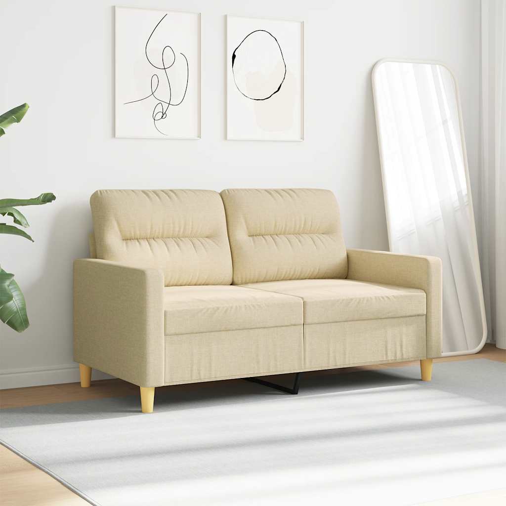 Sofá de 2 lugares tecido 120 cm cor creme