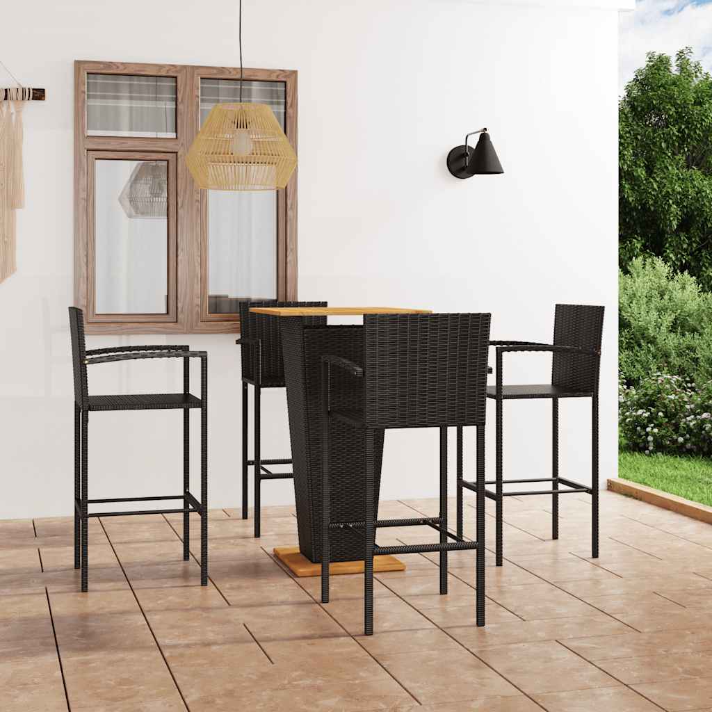5 Pcs conjunto de bar para jardim preto
