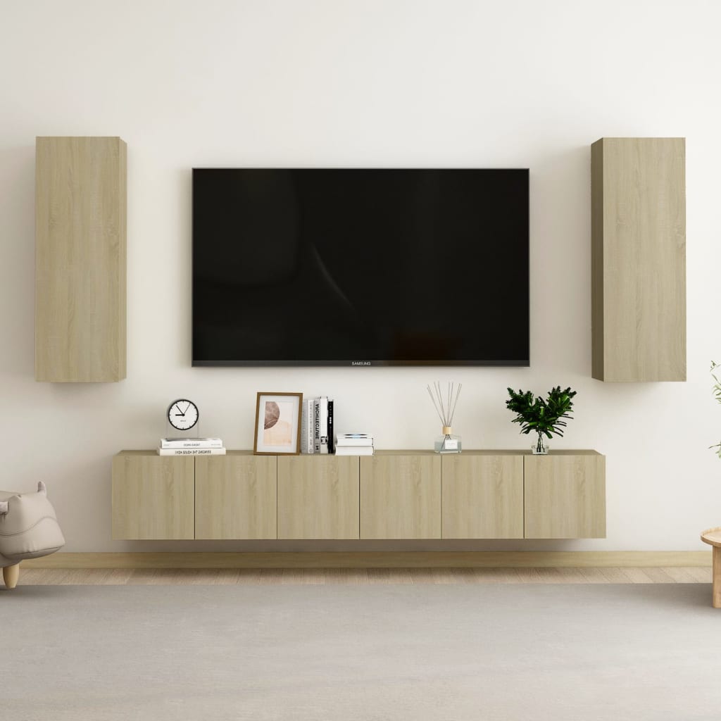 5Pcs conjunto móveis de TV derivados de madeira carvalho sonoma