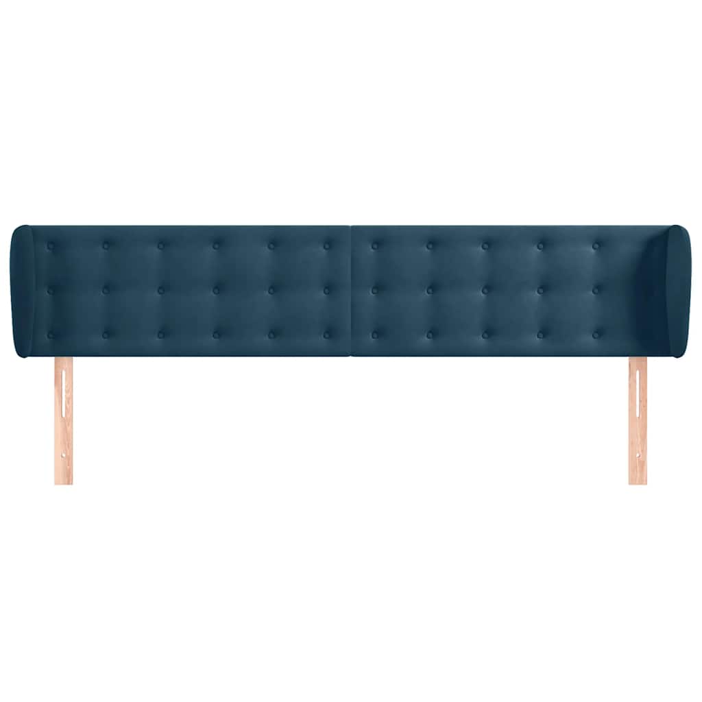 Cabeceira de cama c/ abas veludo 203x23x78/88cm azul-escuro