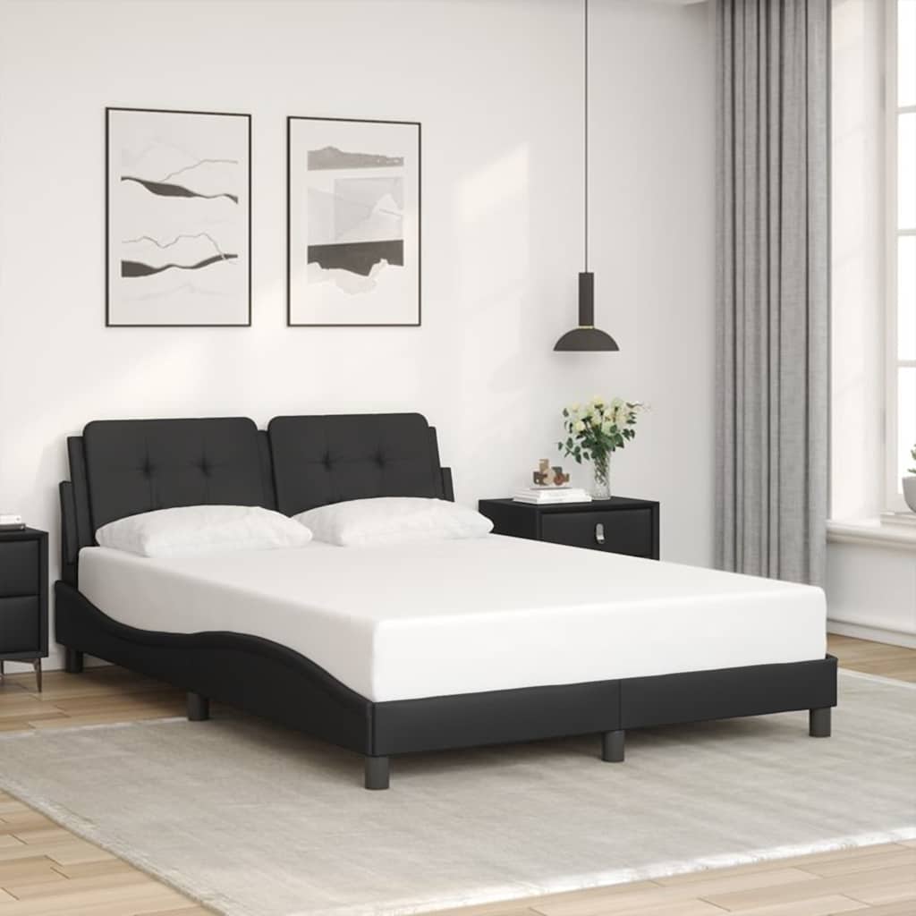 Estrutura de cama sem colchão zadar 140x190 cm couro artificial preto