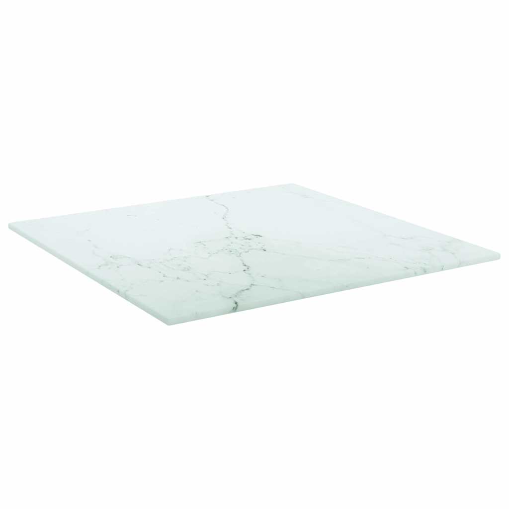 Tampo mesa 40x40 cm 6 mm vidro temperado design mármore branco