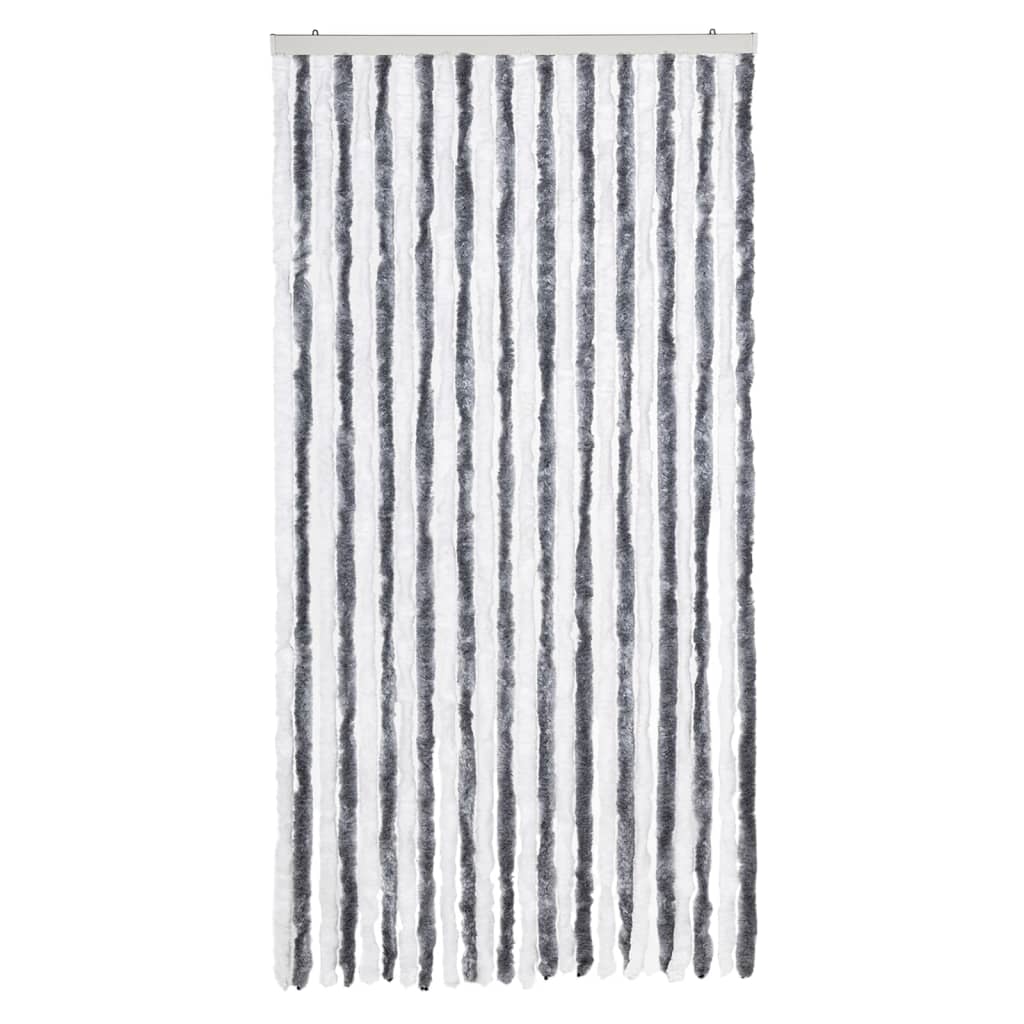 Cortina anti-insetos 100x200 cm chenille cinzento e branco