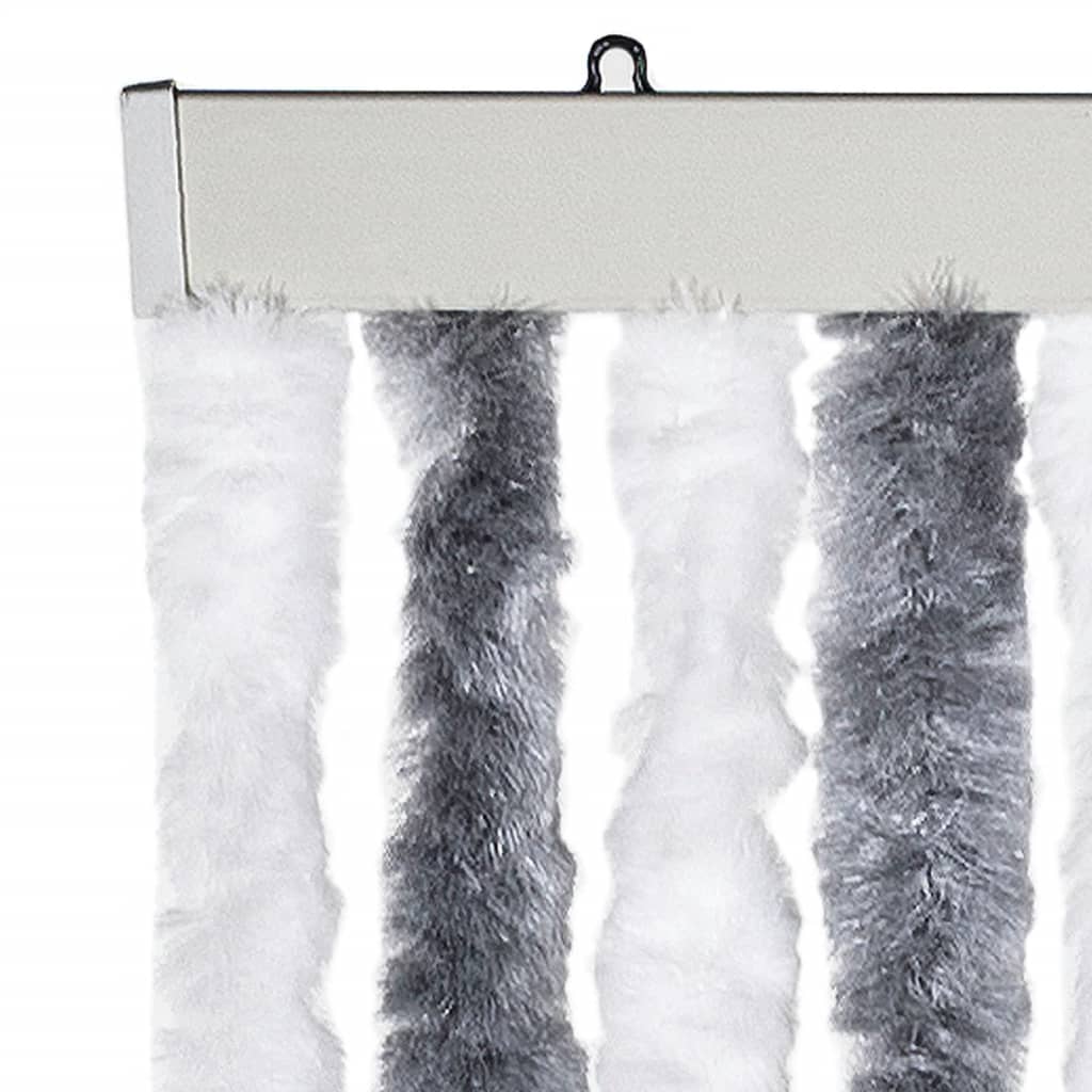 Cortina anti-insetos 100x200 cm chenille cinzento e branco