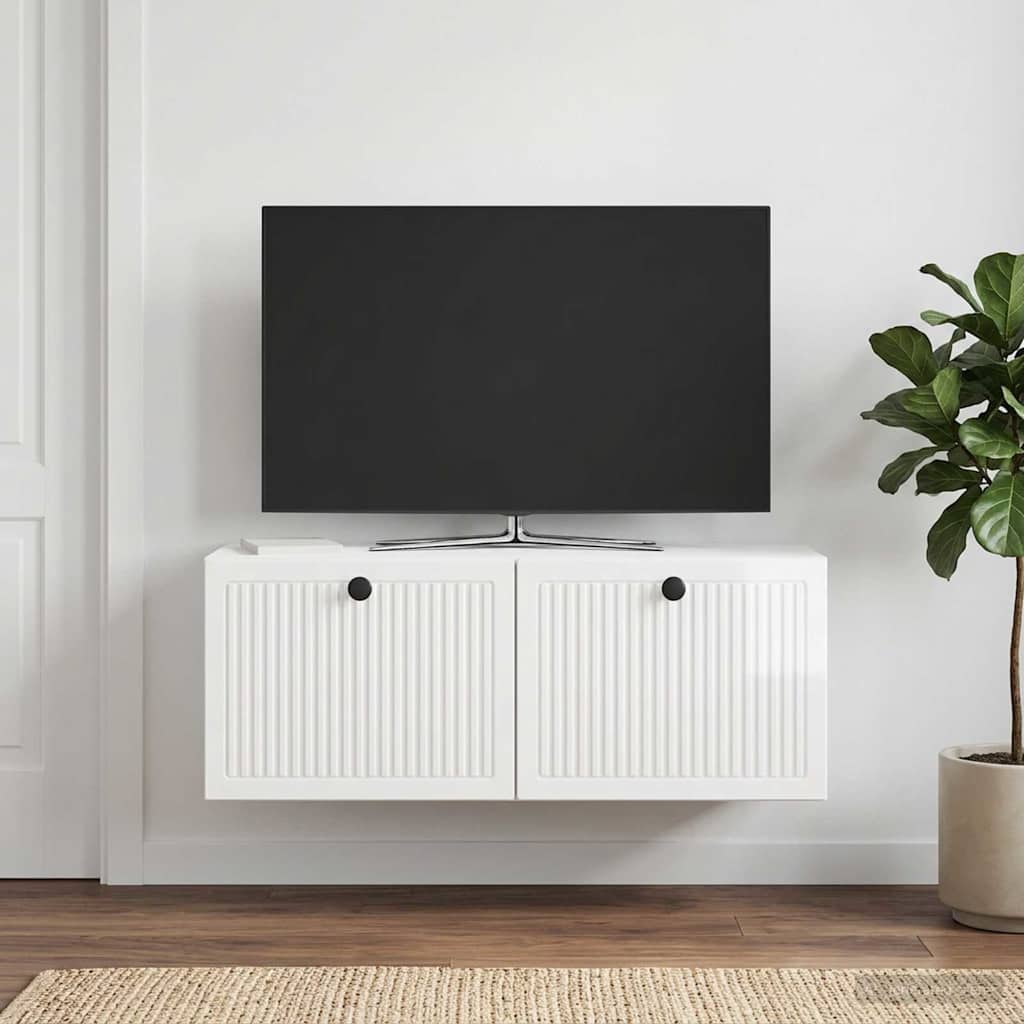 Gabinete de TV de parede branco brilhante 78,5 x 31 x 30 cm