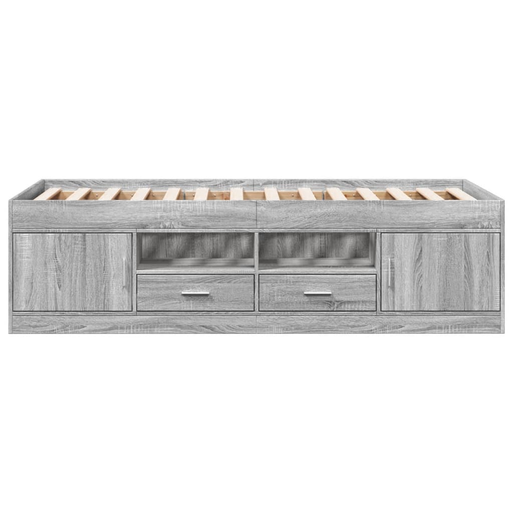 Sofá-cama com gavetas sem colchão 90x200 cm cinzento sonoma