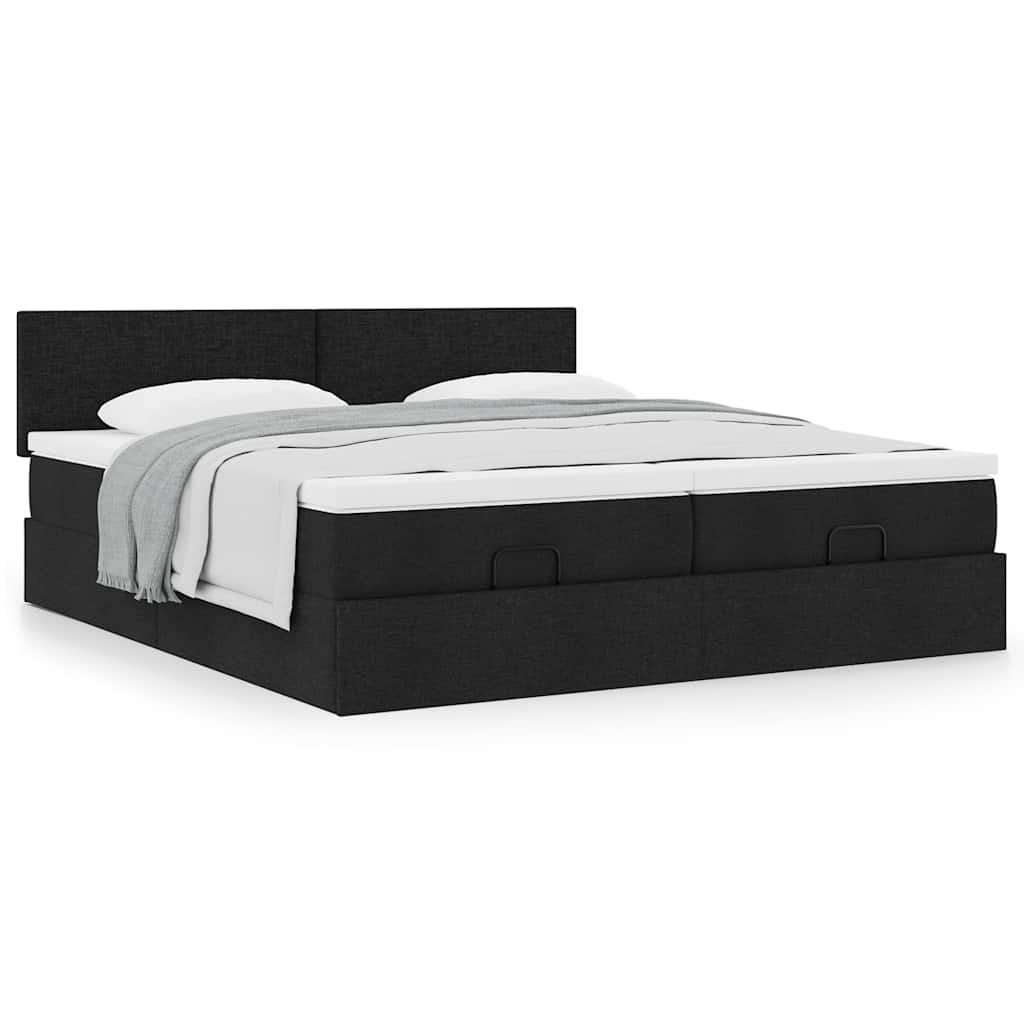 63 / 5,000Vidaxl estrutura de cama otomana com colchões tecido preto