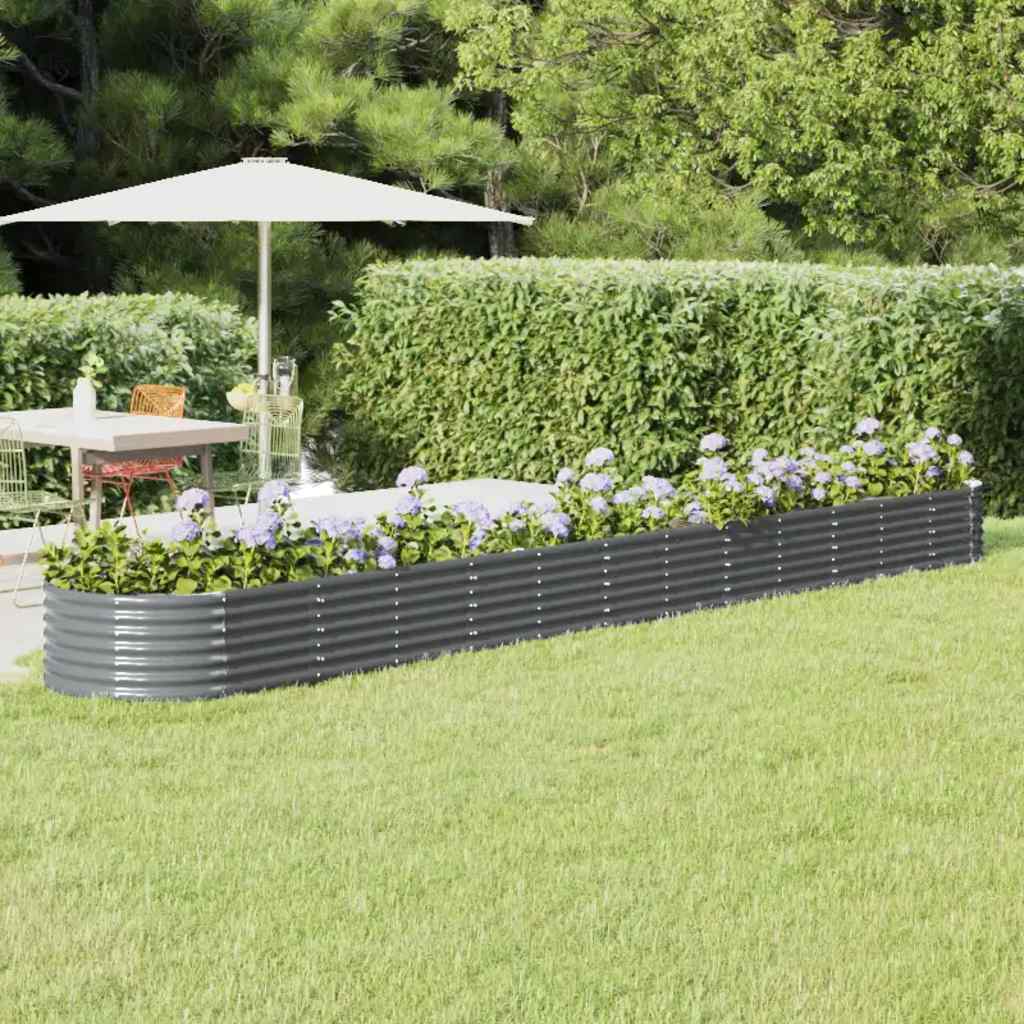 Canteiro elevado jardim 512x80x36 aço galvanizado antracite