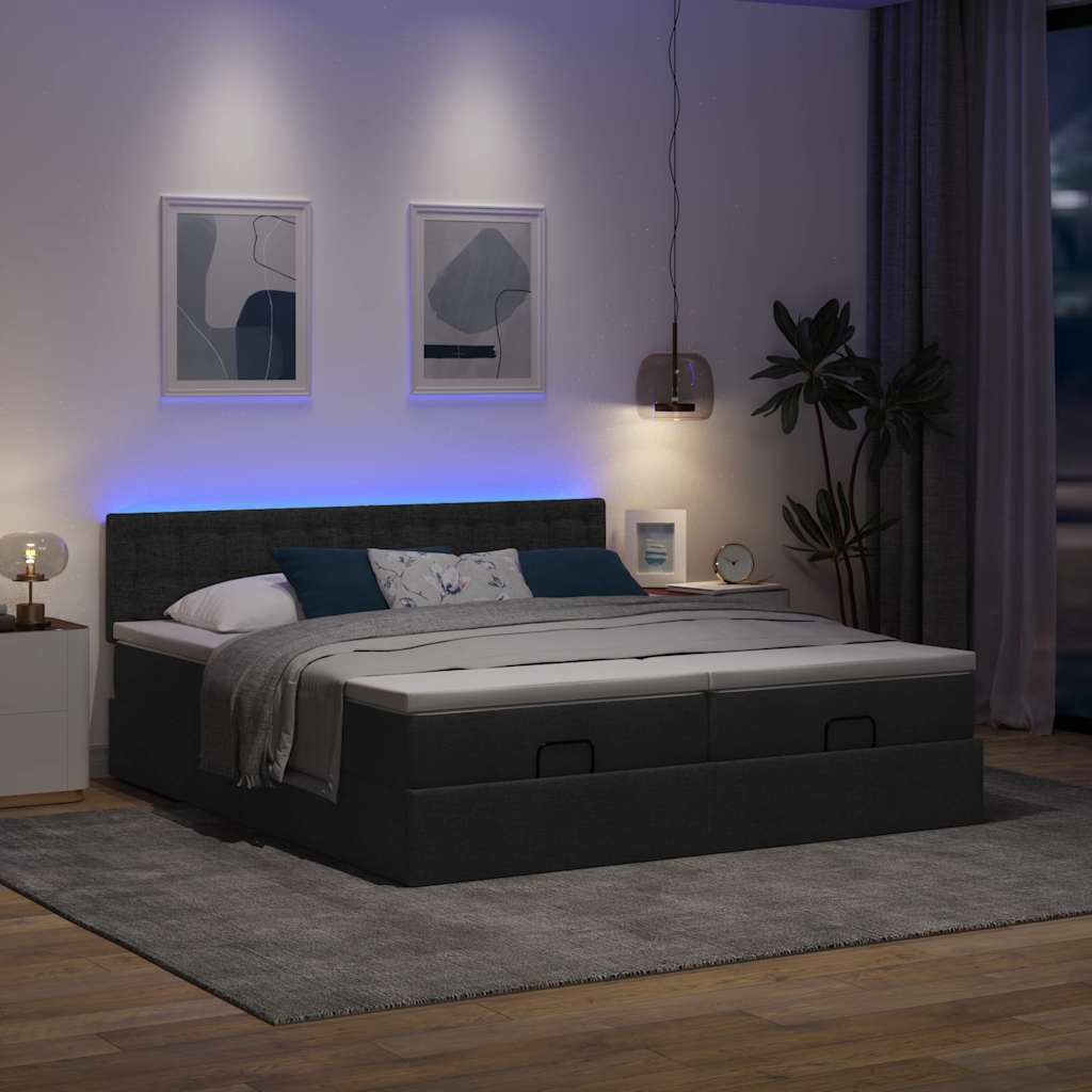 63 / 5,000Vidaxl estrutura de cama otomana com colchões tecido preto