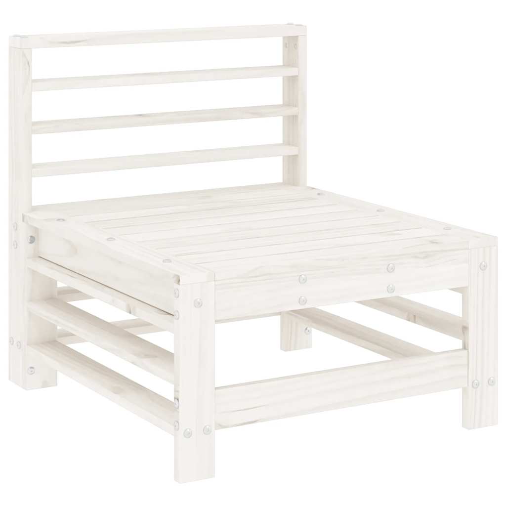 5 Pcs conjunto lounge de jardim madeira de pinho maciça branco